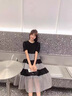 clotho Rennie品牌女裝休閑條紋拼接連衣裙女2025年夏季新款遮肚子顯瘦中長款 圖片色 M 曬單實拍圖