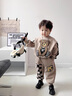 FNJ KIDS童裝男女童衛(wèi)衣套裝秋冬款帥氣寶寶運動衣服加絨兒童兩件套 卡其色（春秋款） 90 (建議身高80-90cm) 曬單實拍圖