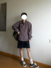 DXOT美式秋季紫色棒球服外套女春秋款小個子刺繡翻領(lǐng)復(fù)古工裝夾克上衣 紫色 M 曬單實拍圖
