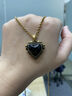 豐全珠寶黑桃心愛(ài)心黃金項鏈復古黑金吊墜女潮流輕奢足金999情侶生日禮物 小號 黑桃愛(ài)心吊墜【約2g】+項繩 曬單實(shí)拍圖