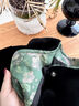 FURRI CHEN 椿帶彩 新中式兩面穿宋錦皮毛一體皮草外套圓領(lǐng)中長(cháng)款 翠綠 155/80A 曬單實(shí)拍圖