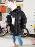 高梵90高蓬鵝絨黑金兒童羽絨服官方中長(cháng)款男童女童加厚鵝絨服冬季外套 黑色亮面 130 曬單實(shí)拍圖