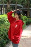 BJHG不計(jì)后果秋美式連帽運(yùn)動(dòng)衛(wèi)衣外套女潮牌高級(jí)感OVERSIZE情侶裝上衣 酒紅色 M 曬單實(shí)拍圖