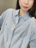 COVERNAT23年夏季新品休閑短袖襯衫男女同款 C字母牛津條紋襯衫外套半袖 淺藍色 M 曬單實拍圖