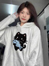 MDlila《兩件裝》情侶裝衛(wèi)衣秋冬季套裝衣服紅色一男一女寬松連帽外套 吃魚的貓  男黑+女黑（春秋款） XL 男+女M 曬單實拍圖