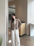 clotho Rennie品牌女裝短款小西裝女2025春秋新款韓版氣質(zhì)通勤寬松休閑西服外套 灰咖色 M 曬單實(shí)拍圖