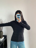 TOMMY HILFIGER春秋季女裝復(fù)古絞花肌理鑲邊合身版圓領(lǐng)內(nèi)搭打底針織衫毛衣 黑色BDS S （推薦：100-110斤） 曬單實(shí)拍圖