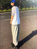 爵少港風(fēng)短袖T恤男2023夏季新款五分袖衣服百搭ins潮牌原宿風(fēng)半袖體恤 白色 L 曬單實(shí)拍圖