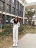 翊尚美運(yùn)動褲女秋季2025新款休閑闊腿褲女高腰寬松條紋顯瘦棉質(zhì)美式衛(wèi)褲 白灰色【升級抗起球款】 XL【適合126-145斤】 【活動中】 曬單實(shí)拍圖