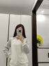 千語淇2025假兩件條紋襯衫領(lǐng)長袖T恤女春秋衛(wèi)衣寬松拼接上衣打底衫6941 杏色 M 建議80-100斤 曬單實拍圖