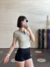 科特迪蘭品牌騎行運動(dòng)女短袖夏季涼感修身半拉鏈防曬戶(hù)外上衣帶胸墊無(wú)束縛 次元灰 M 曬單實(shí)拍圖