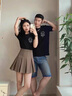 MDlila【兩件裝】情侶裝夏季套裝短袖2025新款衣服一男一女t恤團體班服 白色男款+白色女款 XL 男+女M 曬單實拍圖