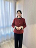 云拿月媽媽秋季紅色新中式婚宴毛呢上衣洋氣2025新款中老年女裝呢子外套 洛可可紅（單外套） XL 【建議90-105斤】 曬單實(shí)拍圖