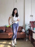 浩沙（hosa）瑜伽褲女秋季高腰提臀運動高彈速干訓(xùn)練褲蜜桃臀健身褲外穿緊身褲 藍(lán)灰 M(高158-163cm/重45-53KG) 曬單實拍圖