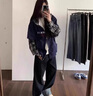 CS.LION國潮牌拼接假兩件開(kāi)衫連帽衛衣女2025春秋寬松設計感休閑百搭外套 藏青色拼接假兩件 M 80-100斤 曬單實(shí)拍圖