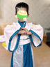 耀王兒童六一國學(xué)服古裝中大童漢服男女童三字經(jīng)弟子規中秋演出服KJ-9 湖藍拼接直袖 150 曬單實(shí)拍圖