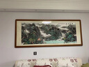 漢臻唐璽  HONZONTX山水畫客廳風(fēng)景源遠(yuǎn)流長(zhǎng)國(guó)畫名家手繪水墨畫聚寶盆辦公室裝飾畫 沙比利純實(shí)木框（圓角棕色） 裝裱165*85 曬單實(shí)拍圖