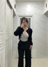 清迎黑色闊腿休閑褲女褲子春夏2025新款垂感窄版直筒冰絲西褲小個(gè)子 【春秋】深灰-小個(gè)子 L【101-110斤】 曬單實(shí)拍圖