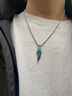 銘揚飾海 925純銀綠松石鷹爪吊墜自由之翼羽毛項鏈男士潮流復古配飾送男友 純銀吊墜+鋼鏈55cm 曬單實(shí)拍圖