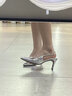 爾山集銀色高跟鞋女士設計感小眾氣質(zhì)夏季感性尖頭純欲細跟高跟單鞋女 水鉆尖頭高跟鞋6cm【銀色38碼】 曬單實(shí)拍圖