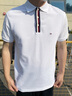 TOMMY HILFIGER【撞色門襟】夏季男裝商務休閑通勤白色翻領短袖T恤POLO衫03000 云沐白YBR XS （推薦：100-120斤） 曬單實拍圖