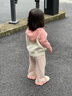 幼歌（YOUGE）嬰幼兒阿克蘇全棉毛衣系列柔軟親膚俏皮小女孩印花套裝 煙灰粉上衣 90 cm 曬單實(shí)拍圖