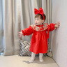 G.DUCKKIDS童裝漢服女童連衣裙秋冬季新款拜年服兒童裙子加絨加厚喜慶過年服 紅色 80尺碼7-11月(建議寶寶75-85cm) 曬單實拍圖