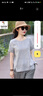 啄木鳥(niǎo)棉麻短袖t恤女2026夏季新款寬松亞麻文藝通勤百搭休閑圓領(lǐng)上衣 淺灰藍 L 曬單實(shí)拍圖