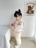 班喜迪女童套裝冬裝寶寶加絨周歲新年衣服冬季中國風兒童唐裝過年拜年服 米色 100 曬單實拍圖