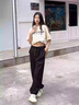 良茨胖子大碼彈力刺繡哈倫褲男加肥加大碼美式小腳衛(wèi)褲潮寬松運(yùn)動(dòng)長(zhǎng)褲 黑色 5XL 205-240斤 曬單實(shí)拍圖