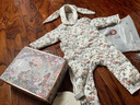 OAK FAMILY 新生兒夾棉連體衣寶寶冬裝棉衣爬服百天連體嬰兒衣服 【斜襟連帽】青鳥與薔薇 80cm （推薦9~18個月） 曬單實拍圖