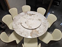 新品安嘉餐桌 意式輕奢巖板大圓桌轉(zhuǎn)盤家用現(xiàn)代簡(jiǎn)約大理石吃飯桌椅子組合 1.35米巖板餐桌+8椅（帶轉(zhuǎn)盤80） 曬單實(shí)拍圖
