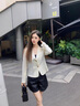 clotho Rennie品牌女裝休閑短款西裝外套女2025春秋新款小個(gè)子氣質(zhì)通勤百搭西服 米白色 M 曬單實(shí)拍圖