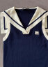 MO&Co.海军领MC刺绣条纹设计感收腰显瘦薄款针织衫背心上衣女 深宝蓝色 M/165 晒单实拍图