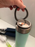 世寶 骨瓷內(nèi)膽陶瓷保溫杯男女車載大容量泡茶杯雙層真空保溫杯 湖藍(lán)（帶杯套） 曬單實拍圖