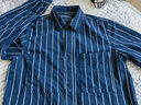 MARKLESS襯衫男秋冬條紋棉襯衣寬松韓版休閑外套 CSB3507M 藍色 M  曬單實(shí)拍圖