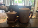 洛湘宜興紫砂杯男士長輩生日禮物辦公杯茶杯高檔刻字茶水分離泡茶蓋杯 五福呈祥（五件套） 曬單實拍圖