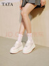他她（TATA）明星同款女鞋小白鞋百搭板鞋休閑鞋新款厚底鞋CP202CM5 粉色 37 曬單實(shí)拍圖
