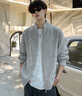 Shelley Jones日系cleanfit慵懶風(fēng)開(kāi)衫毛衣男士秋冬季新款雙拉鏈高領(lǐng)針織衫外套 淺灰色 XL [建議125-135斤] 曬單實(shí)拍圖