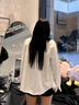 查爾斯桃心長袖襯衫男女同款潮牌休閑日系簡約純色工裝春季寬松百搭情侶襯衣 曬單實拍圖