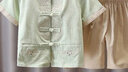 G.DUCKKIDS小黃鴨男童夏裝短袖套裝年新款中國風(fēng)禮服兒童漢服帥氣棉麻薄款夏 淺綠色福字漢服 110 曬單實(shí)拍圖
