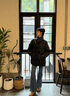 艾萊依（ERAL）羽絨服女士牛角扣圍巾中長款羽絨服冬季新款曠野美拉德風外套 炭黑 S 155【建議80-110斤】 曬單實拍圖