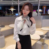 恒源祥黑白條紋絲巾女2024新款高級感長條形小細窄搭配襯衫夏季飄帶綁包 米白色 長150x寬13厘米 曬單實拍圖