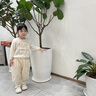 幼歌（YOUGE）兒童絲絨感搖粒絨保暖褲加絨燈芯絨保暖松緊舒適束腳褲 杏色(66-90兩用襠) 90 cm 曬單實(shí)拍圖