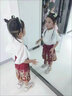 迪士尼（Disney）馬面裙女童漢服兒童短款夏季古裝春秋新中式女孩短裙兒童套裝裙子 酒紅色短裙加短-袖 140 曬單實(shí)拍圖