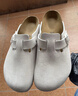 BIRKENSTOCK勃肯德國進口男女款牛皮絨面革軟木Boston包頭拖鞋 復古白色窄版1024740 35 曬單實拍圖
