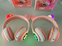 索尼機（S0NY）適用新款升級發(fā)光耳機頭戴式無(wú)線(xiàn)藍牙耳麥貓耳朵可愛(ài)粉色游戲音樂(lè )手機電腦帶麥重 少女粉貓耳款(大容量電池+炫彩發(fā)光+千元音效) 標配 曬單實(shí)拍圖