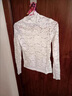 皮爾卡丹（pierre cardin）蕾絲打底衫女2024新款春秋時(shí)髦時(shí)尚洋氣減齡雷絲上衣配毛衣的內搭 白色 3XL 曬單實(shí)拍圖
