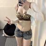CKPED無鋼圈文胸性感內(nèi)衣女前扣小胸顯大聚攏豹紋收副乳防下垂胸罩套裝 咖豹紋(內(nèi)衣+內(nèi)褲) 34/75AB通用杯 曬單實(shí)拍圖