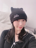 玉柳緣 帽子女秋冬季純色貓耳朵帽可愛(ài)簡(jiǎn)約加絨百搭護耳防寒學(xué)生帽休閑包頭帽月子帽 黑色 曬單實(shí)拍圖